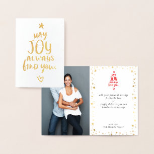 Carte Dorée Photo de la famille CHRISTMAS TREE typographie mod