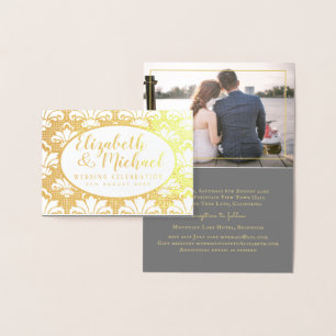 Carte Dorée PHOTO FOIL de luxe plié Elegant MARIAGE DAMASSÉ