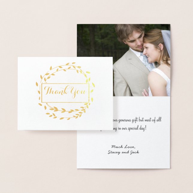 Carte Dorée Photo Gold Foil feuille Mariage Merci de couronne (Affichage)