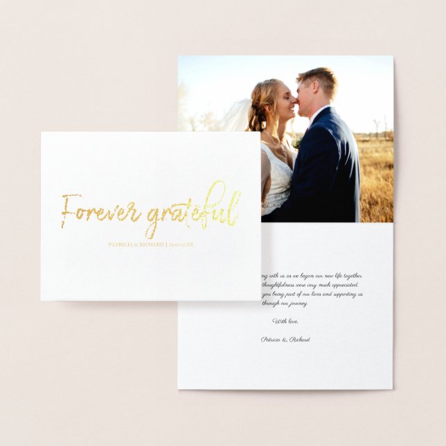 Carte Dorée Photo pour toujours Grateful Mariage Merci (Affichage)