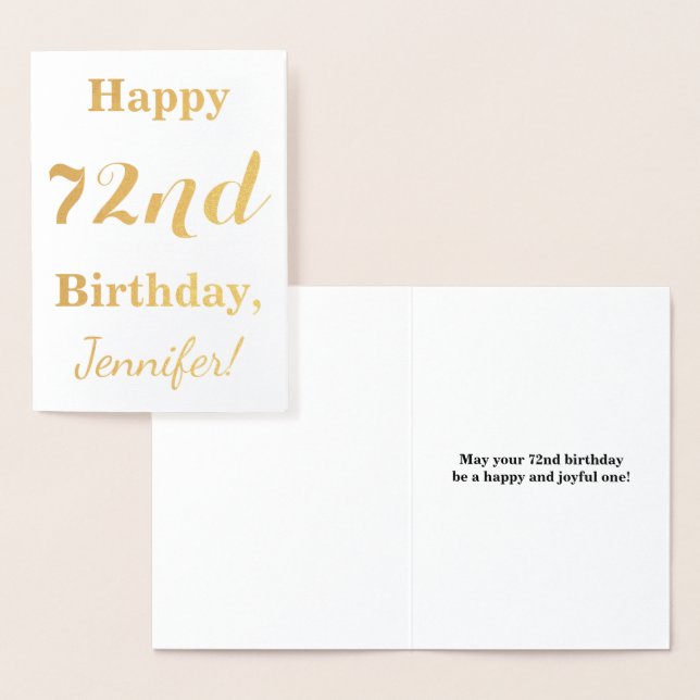 Carte Dorée Pile d'or simple "HAPPY 72nd BIRTHDAY" + Nom (Affichage)
