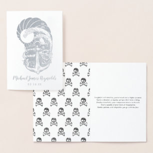 Carte Dorée Pirate Nautique Monogramme de crâne d'ancre océa