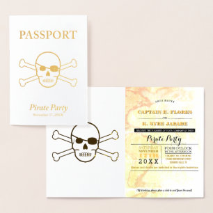 Carte Dorée Pirate Party Gold Foil Passeport