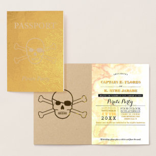 Carte Dorée Pirate Party Gold Foil Passeport