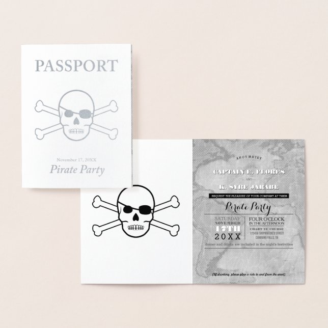 Carte Dorée Pirate Party Silver Passeport (Affichage)