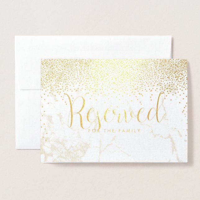 Carte Dorée PixDezines Gold Confetti/Panneau Table Réservé (Devant avec enveloppe)