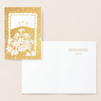 Carte Dorée "Plus grand Amour" vœu de Pâques Jean 15:13