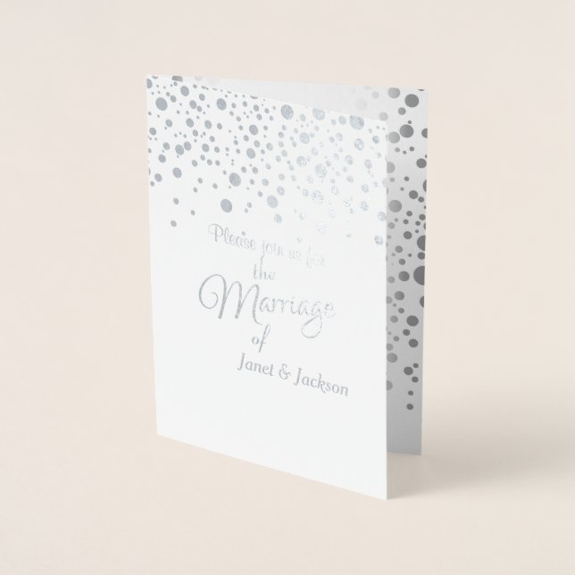 Carte Dorée Points Confetti Argent Élégants | Arrière - plan b (Devant)
