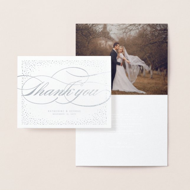 Carte Dorée Points Confetti Et Merci Mariage Classique Script (Affichage)