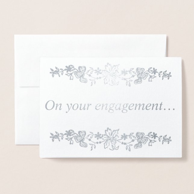 Carte Dorée Pour vos fiançailles… Argent (Devant avec enveloppe)