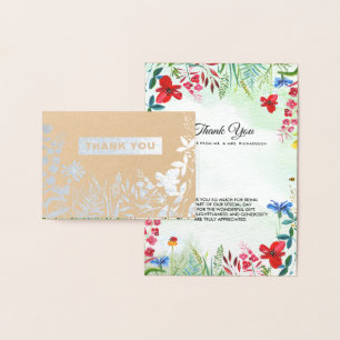 Carte Dorée prairie sauvage   Merci Fleur sauvage Mariage Luxe
