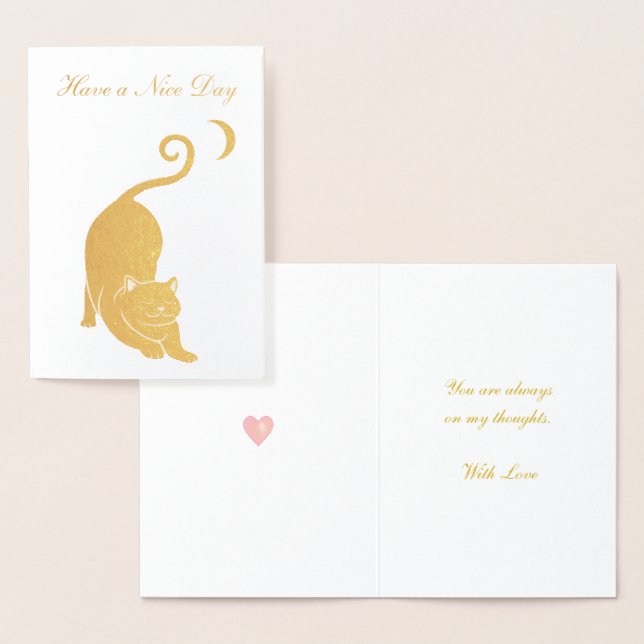 Carte Dorée Prenez un Nice Day Cat Salutation (Affichage)