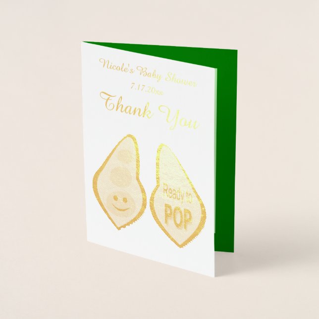 Carte Dorée Prêt à couper le Baby shower de pois verts (Devant)