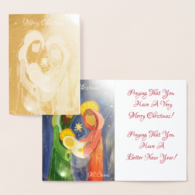 Carte Dorée Priez Pour Que Vous Ayez Un Très Joyeux Noël ! (Affichage)