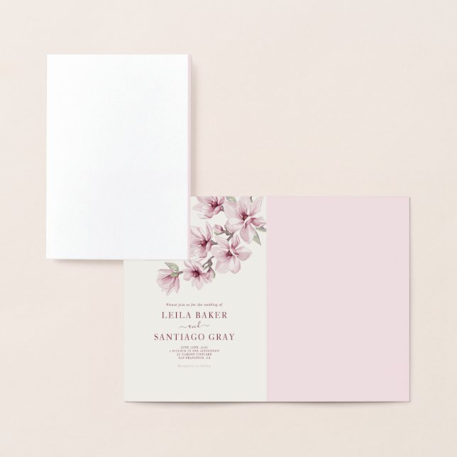 Carte Dorée Printemps Fleur De Cerisier Le Mariage De L'Invita (Affichage)