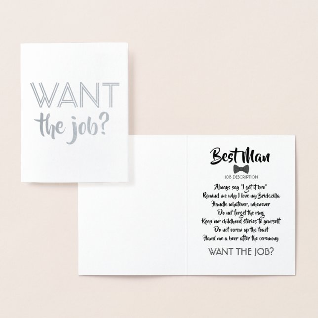 Carte Dorée Proposition Drôle Groomsman - Vous Voulez Le Trava (Affichage)