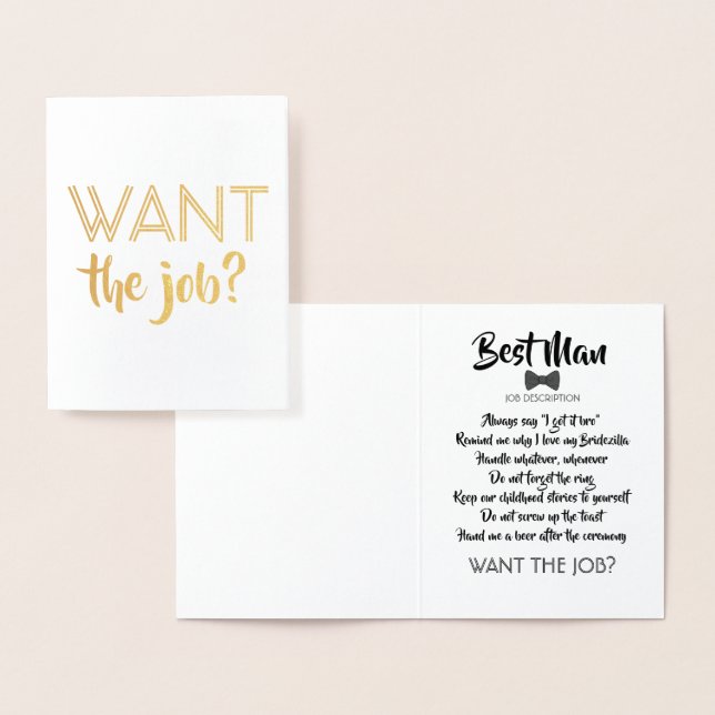 Carte Dorée Proposition Drôle Groomsman - Vous Voulez Le Trava (Affichage)