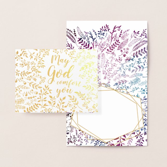 Carte Dorée Purple Bleu Religieux Puisse Dieu vous consoler Sy (Affichage)