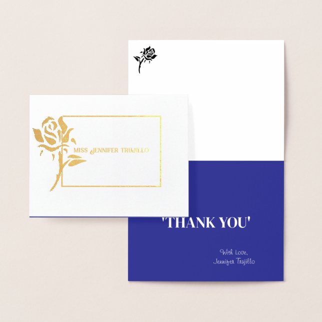 Carte Dorée Quinceanera Rose Foil Merci personnalisé (Affichage)