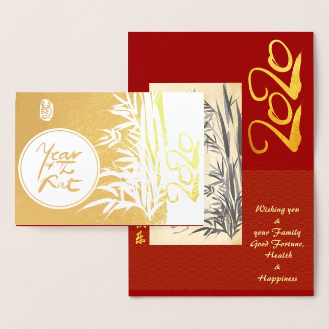 Carte Dorée Rats originaux Bambou peinture 2020 Luxury Foil GC (Affichage)