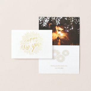 Carte Dorée Rayons d'or brillants de la bonne année 2018