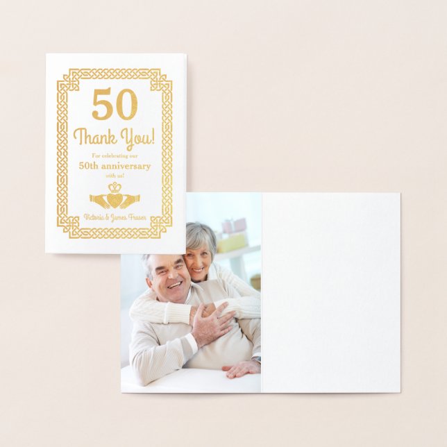 Carte Dorée Real Gold Foil Celtic 50e anniversaire Merci (Affichage)