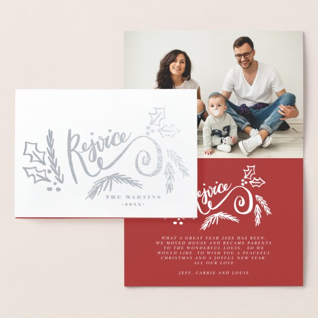 Carte Dorée Réjouissez-vous de Noël multi photo (Affichage)