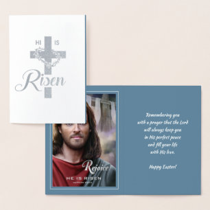 Carte Dorée Réjouissez-vous. Jésus est ressuscité. Pâques reli