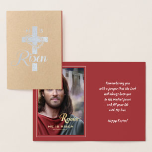Carte Dorée Réjouissez-vous. Jésus est ressuscité. Pâques reli