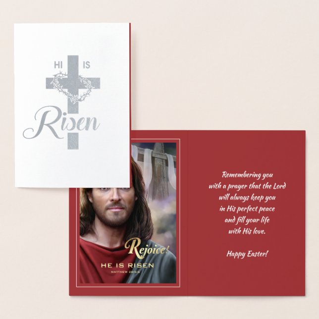 Carte Dorée Réjouissez-vous. Jésus est ressuscité. Pâques reli (Affichage)