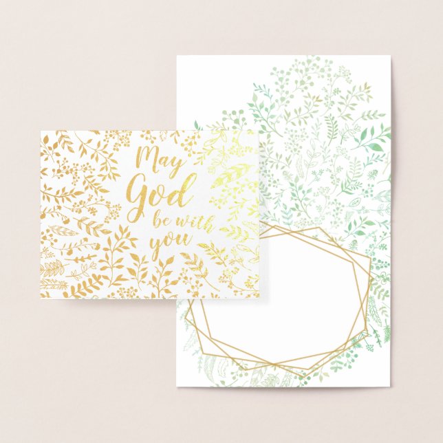 Carte Dorée Religieux Que Dieu soit avec vous Sympathie (Affichage)