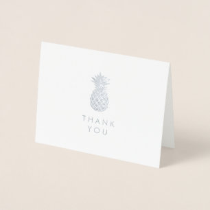 Carte Dorée Remerciements Simplement ananas en argent