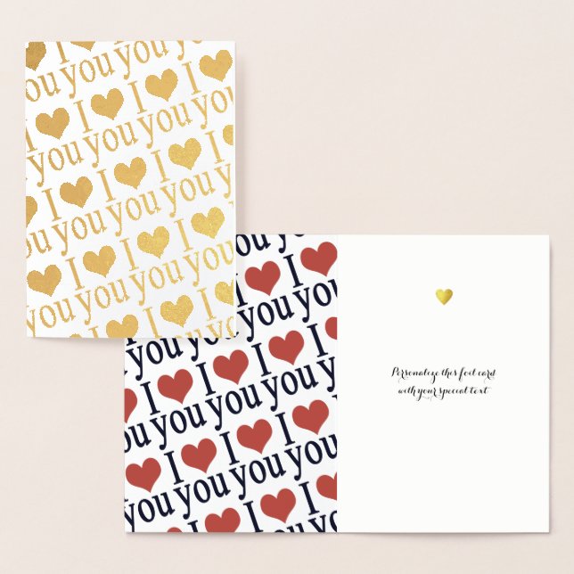 Carte Dorée Romantique 'Je t'aime' coeur doré \ or (Affichage)