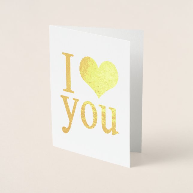 Carte Dorée Romantique Je t'aime coeur or (Devant)