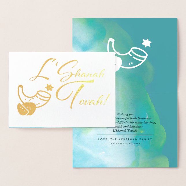 Carte Dorée Rosh Hashanah | Luxe du Nouvel An juif (Affichage)