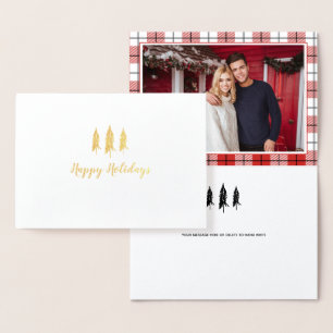 Carte Dorée Rustic Country Tree Flannel Motif vacances