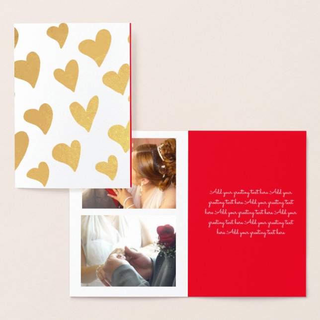 Carte Dorée Saint Valentin Photo Doodle Hearts Collage (Affichage)