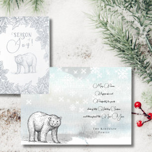 Carte Dorée Saison Joie Forêt Ours Noël Salutations Argent