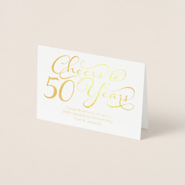 Carte Dorée Salutations à 50 ans Personnalisé 50e anniversaire (Devant)