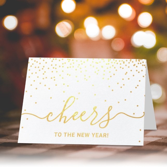 Carte Dorée Salutations Pour Le Nouvel An ! Photo Typographie  (Créateur téléchargé)