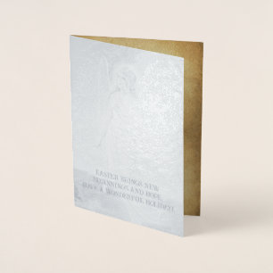Carte Dorée Salutations vintages de l'Ange de Pâques