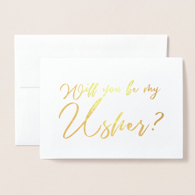 Carte Dorée Seras-tu ma calligraphie chic Usher (Devant avec enveloppe)