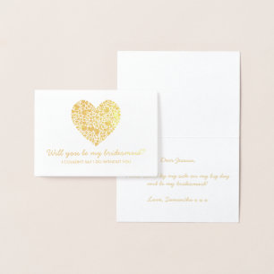 Carte Dorée Serez-vous ma demoiselle d'honneur ? Coeur à la