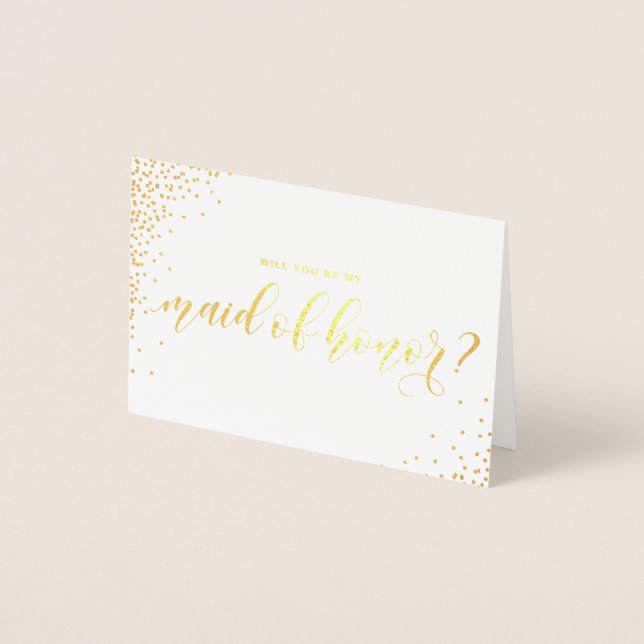 Carte Dorée Serez-vous ma femme d'honneur Script Gold Foil Car (Devant)