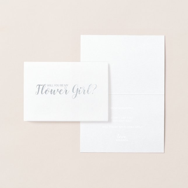 Carte Dorée Serez-Vous Ma Fille Fleur ? Argent élégant (Affichage)