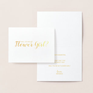Carte Dorée Serez-Vous Ma Fille Fleur ? Or de script moderne