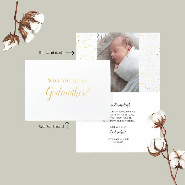 Carte Dorée Serez-Vous Ma Godmère Baby Photo Proposition Foil (Créateur téléchargé)