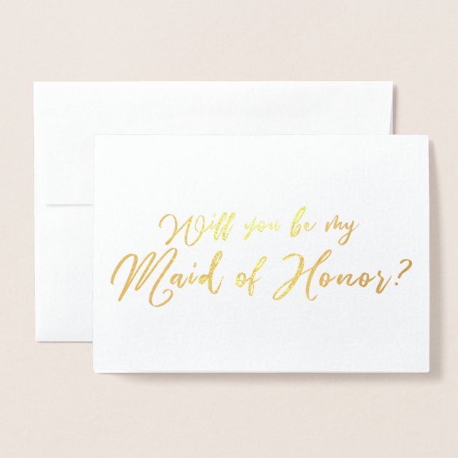 Carte Dorée Serez-vous ma servante d'honneur de la calligraphi (Devant avec enveloppe)