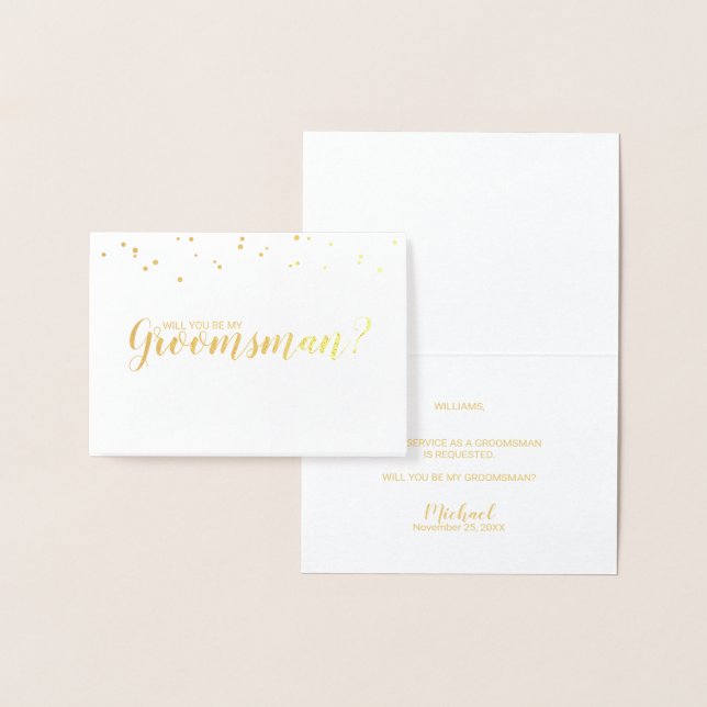 Carte Dorée Serez-Vous Mon Groomsman ? Or élégant (Affichage)