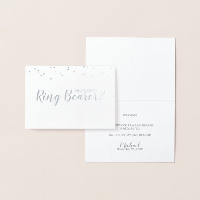 Carte Dorée Serez-Vous Mon Porteur De Bague ? Argent Confetti (Affichage)